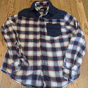DRL Essentials Men's Medium Flannel Button Down Shirt Checkerboard Long Sleeve